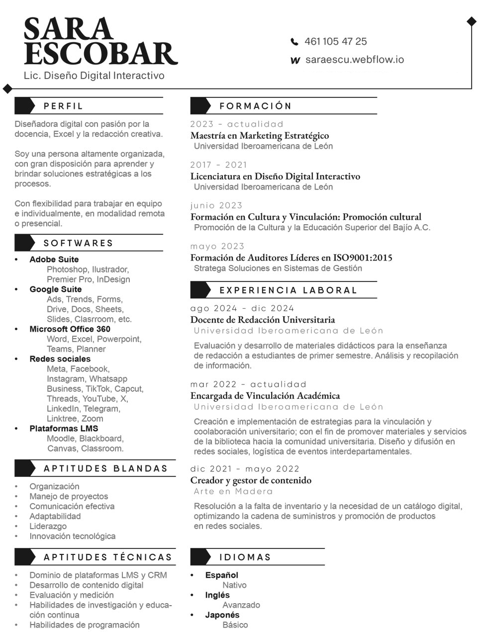 Currículum en español